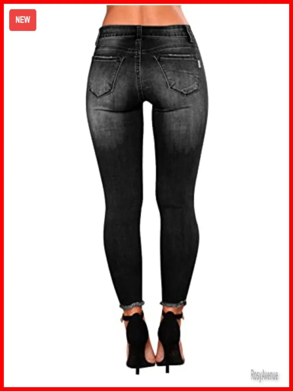 Ripped Skinny Slim Fit Jeans Frayed Distressed Stretchy Denim Pants